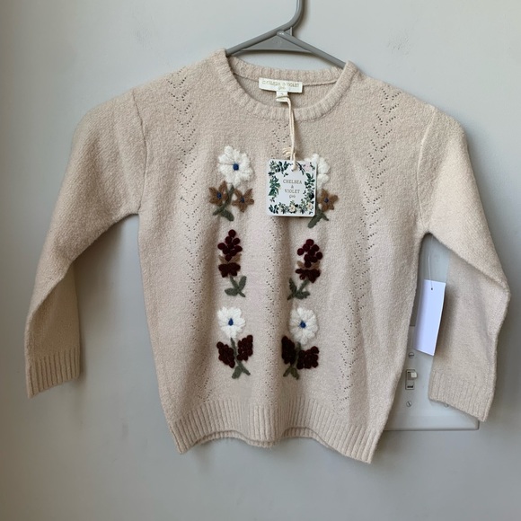 CHELSEA & VIOLET Little Girls Floral Sweater Size: 5 - Picture 1 of 5